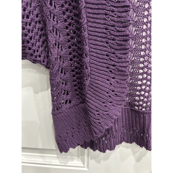 Josam Maxwell Purple Open Knit Short Sleeve Cardigan Sweater Size Small - Picture 4 of 9
